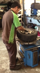 tyre service in progress